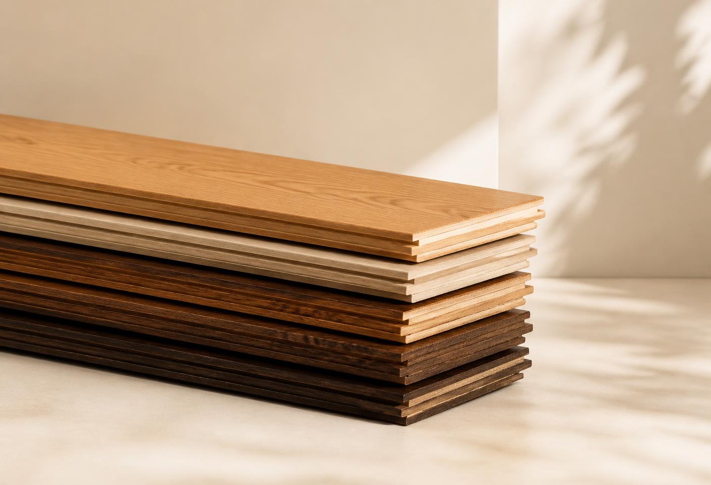 Stack of premium flooring planks